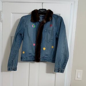 Blue Jean Jacket with Fur Trim